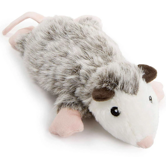 GoDog Flatz Opossum Squeaky Plush Dog Toy, Gray, Large