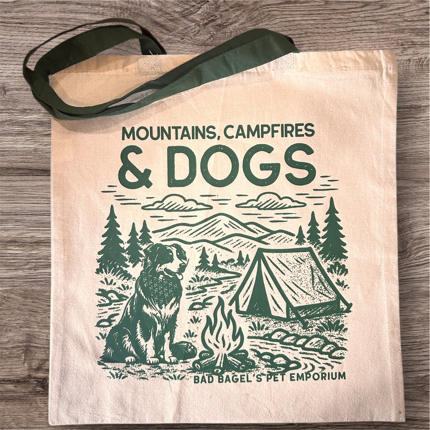 Mountains, Campfires & Dogs – Canvas Bag