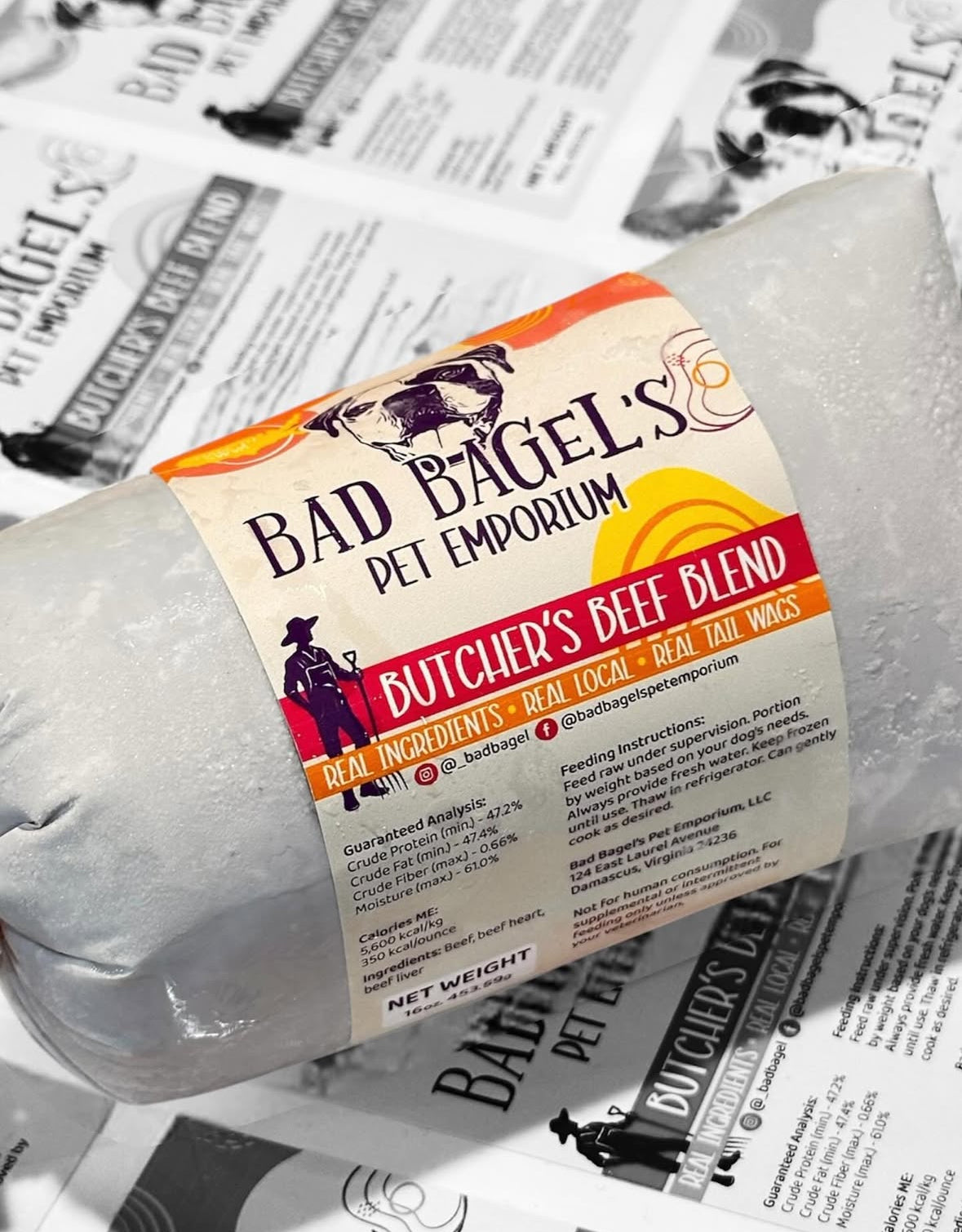 Butcher's Beef Blend - Bad Bagel's Frozen Dog Food - 1LBS