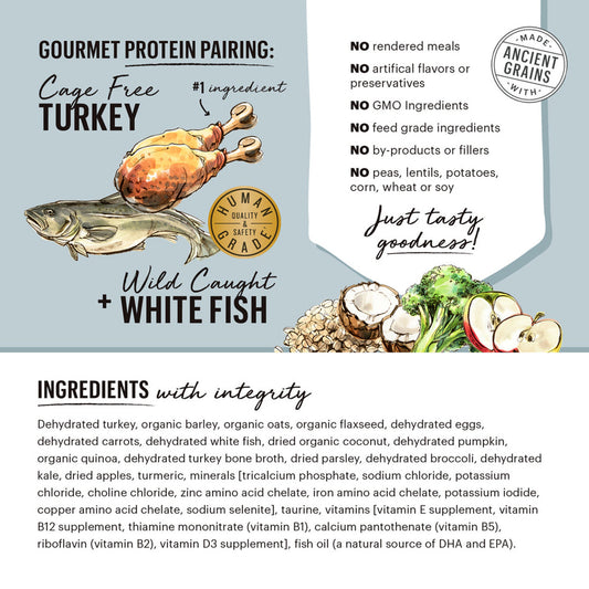 The Honest Kitchen Gourmet Grains Turkey & White Fish Recipe Dehydrated DOG Food 4 lb Box