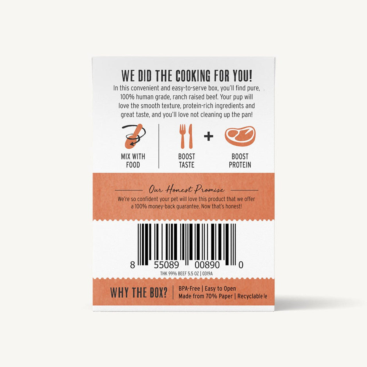 The Honest Kitchen 99% Beef Meal Booster Wet DOG Food Topper 5.5 oz Carton