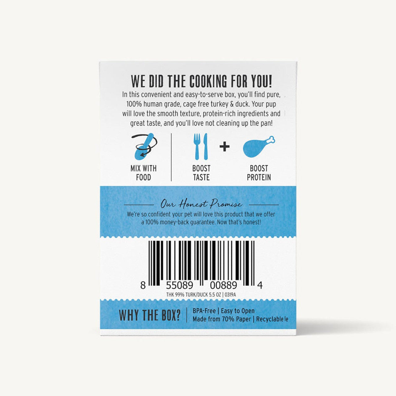 The Honest Kitchen 99% Turkey & Duck Meal Booster Wet DOG Food Topper 5.5 oz Carton