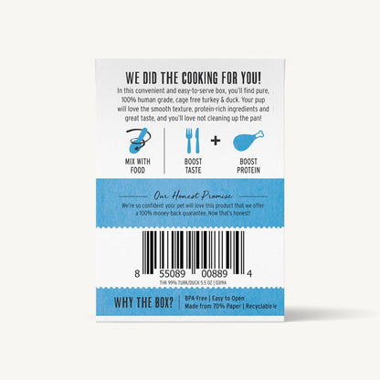The Honest Kitchen 99% Turkey & Duck Meal Booster Wet DOG Food Topper 5.5 oz Carton
