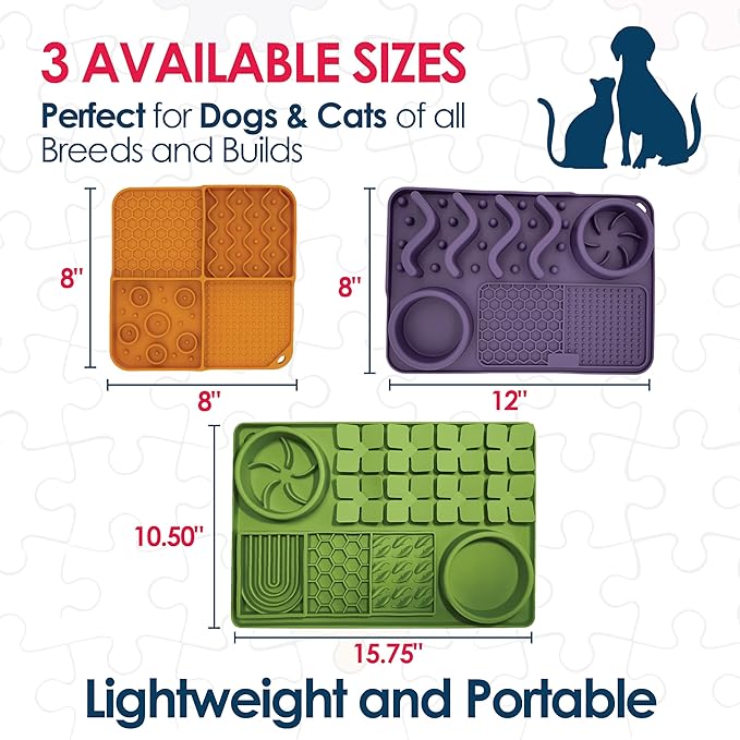Palz&Co Paw Puzzle Non-skid Silicone Slow Feeding Dog & Cat Mat, Large: Green