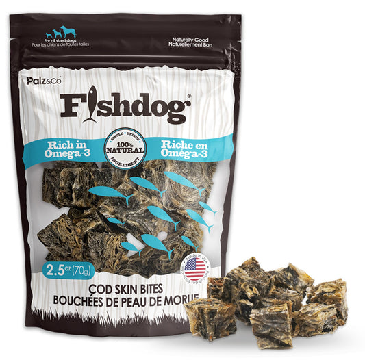 Palz&Co Fishdog Cod Skin Bites Cubes SM 2.5 oz (3/4"x3/4")