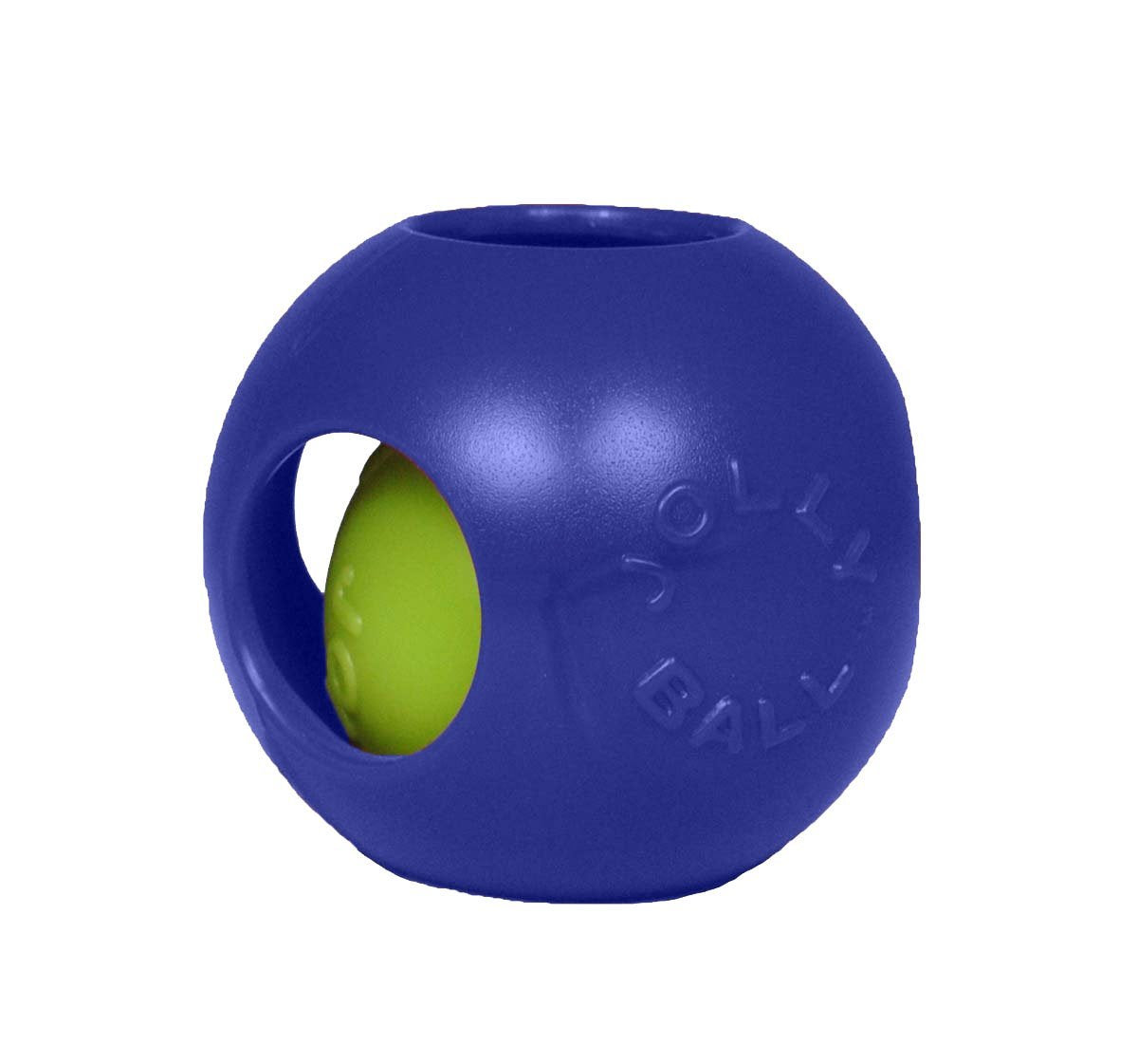 Blue Jolly Ball with a green ball inside on a white background