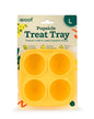 Pupsicle Treat Tray packaging with yellow mold shapes on a beige background