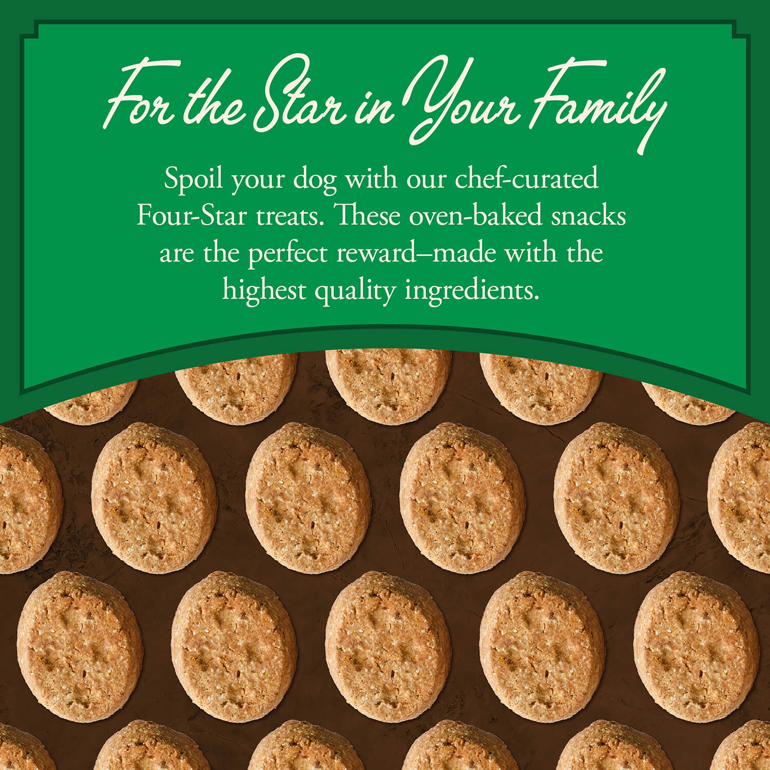 Dog treats with text about Four-Star treats in Damascus Virginia