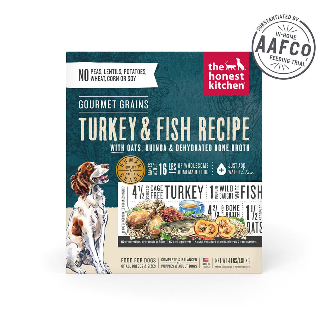 The Honest Kitchen Gourmet Grains Turkey & White Fish Recipe Dehydrated DOG Food 4 lb Box