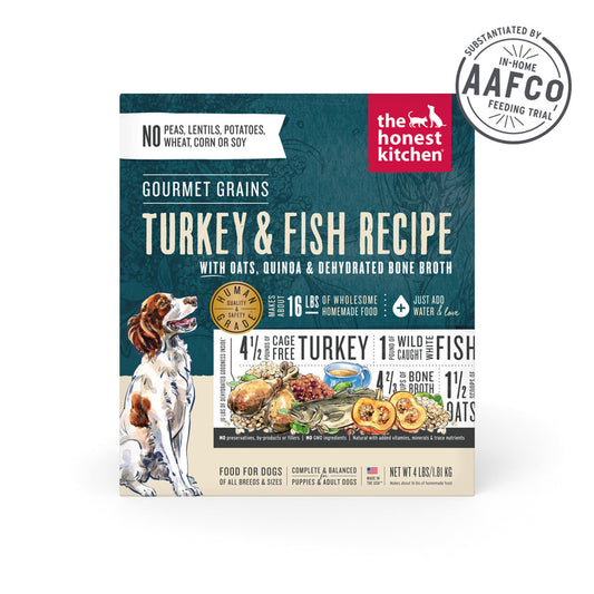 The Honest Kitchen Gourmet Grains Turkey & White Fish Recipe Dehydrated DOG Food 4 lb Box