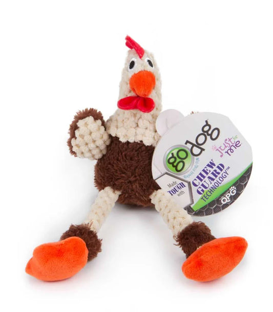 goDog Checkers Skinny Brown Rooster Mini Chew Guard